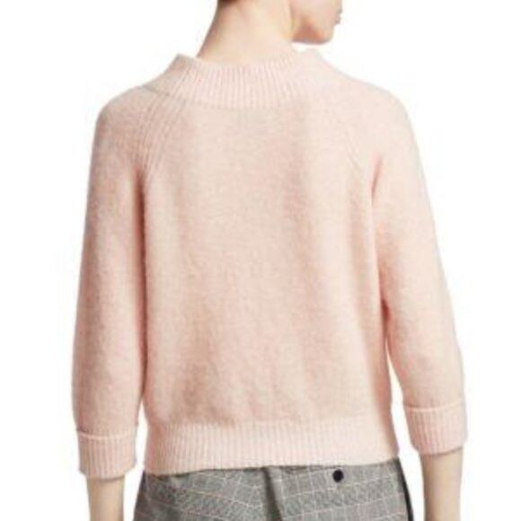 3.1 Phillip Lim 3/4 Sleeve Lofty Rib Alpaca Blend Pullover Sweater Blush Pink M - Picture 11 of 12